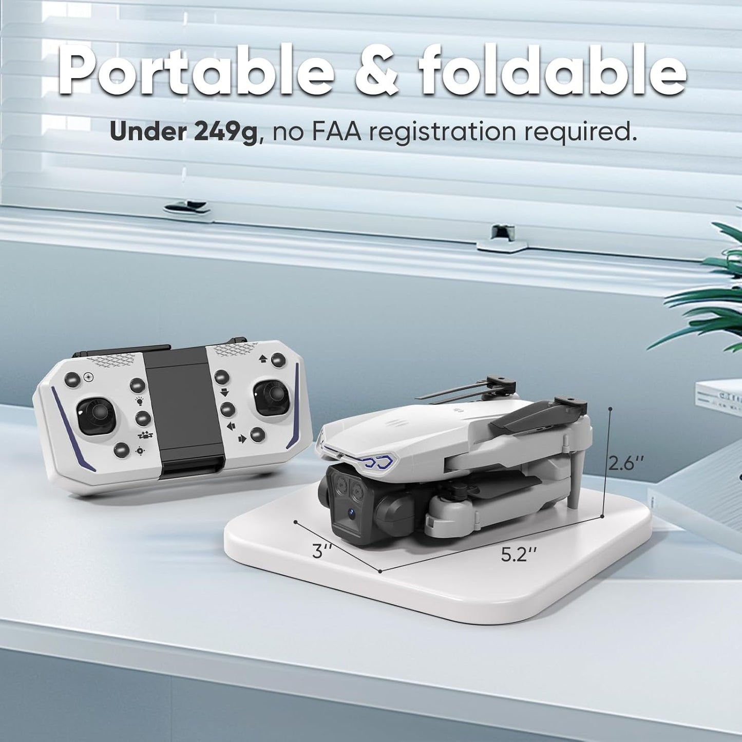 1080P HD Foldable Drone with Camera for Adults & Kids, RC Quadcopter with One-Key Takeoff/Landing, Altitude Hold, Waypoint Flight, 360° Flip, 2 Batteries, Easy-To-Fly Toy for Boys and Girls