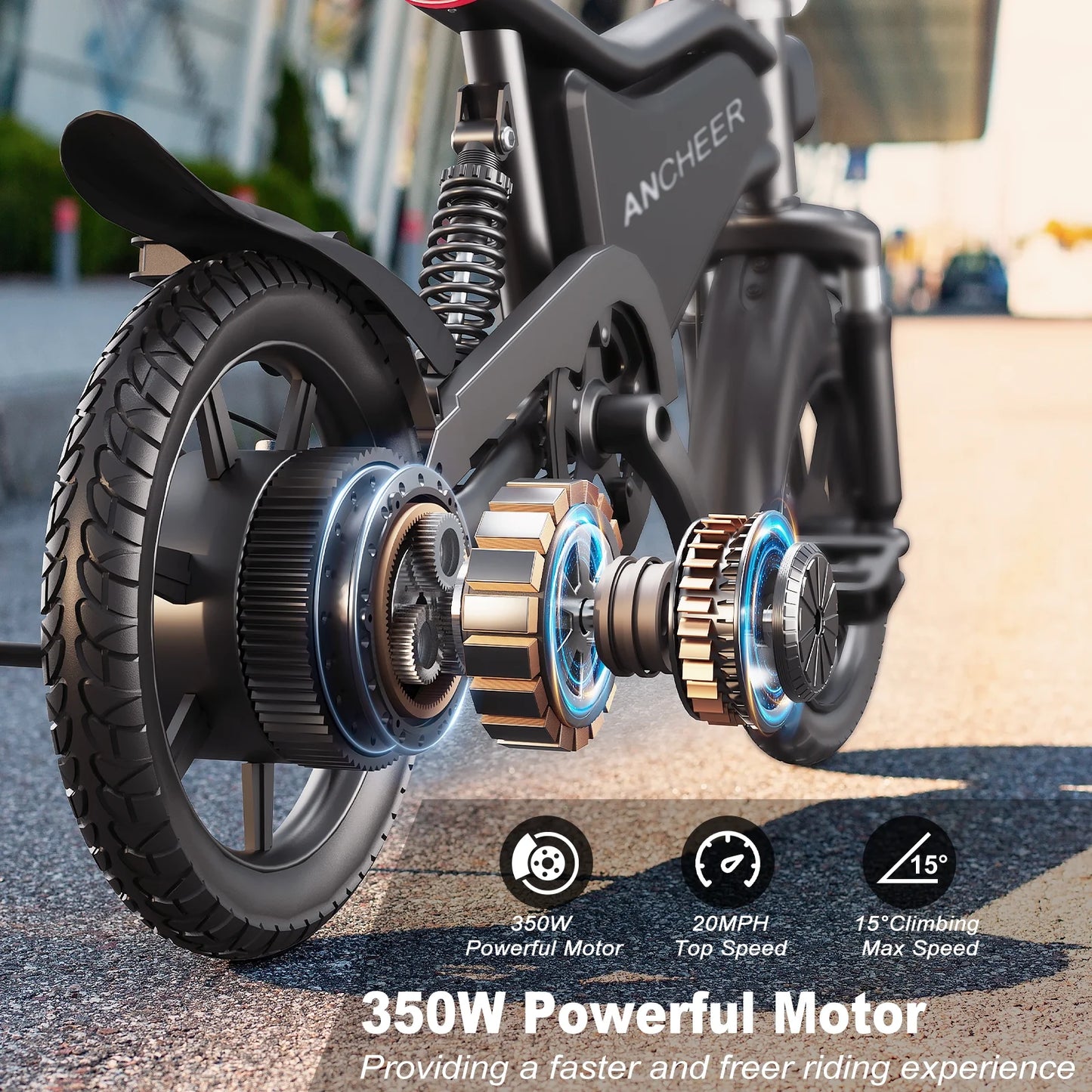 Peak 500W Electric Bike for Adults, Foldable Electric Bikes with 48V 374Wh Battery, 14" Electric Bicycle for Men Women, LCD Digital Display, Cruise Control Ebikes, Dual Suspension Fork UL2849