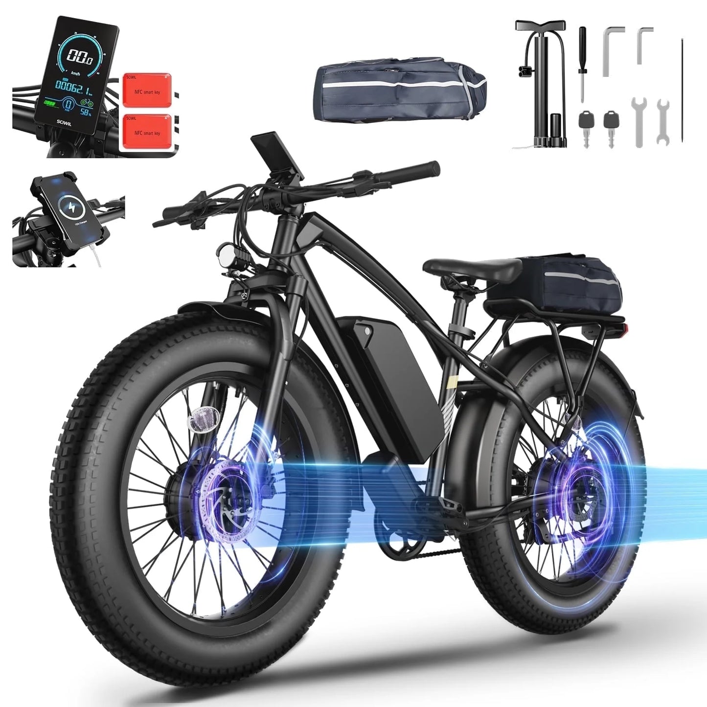 Electric Bike for Adults 26", 1000W (2000W Peak) E-Mountain Bike 48V 13AH UL2849