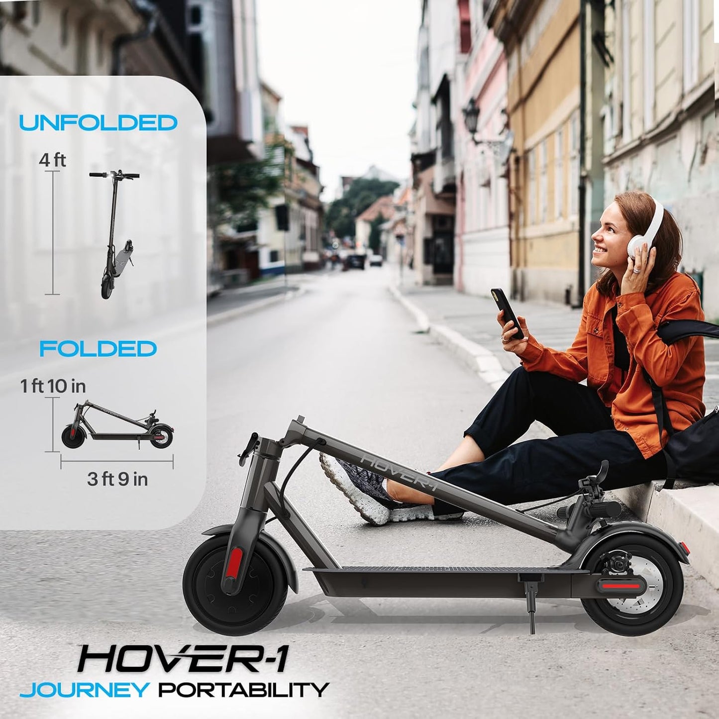 Hover-1 Journey Electric Scooter 14MPH, 16 Mile Range, 5HR Charge, LCD Display, 8.5 Inch High-Grip Tires, 220LB Max Weight, Cert. & Tested - Safe for Kids, Teens, Adults