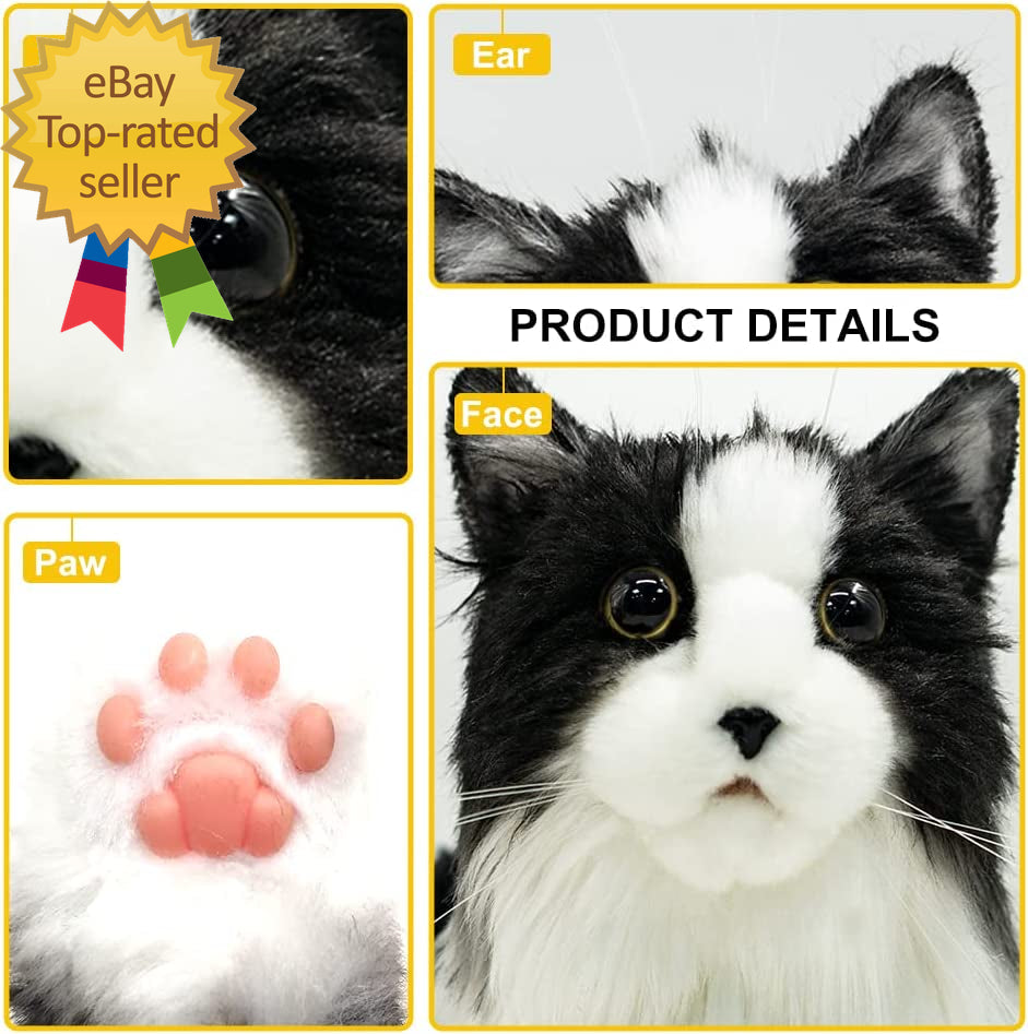 Stuffed Animals Handmade Realistic Cat Plush Toy Companion Pet for Elderly Adult