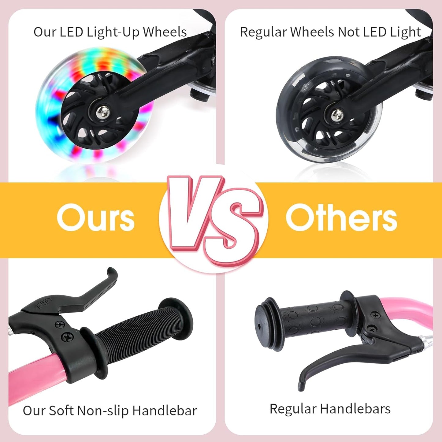 Swing Scooter for Kids, 3 Wheels Foldable Wiggle Kick Scooter Push Drifting with 4 Adjustable Handlebar & 2 Rear LED Wheel for Boys and Girls Ages 3-8