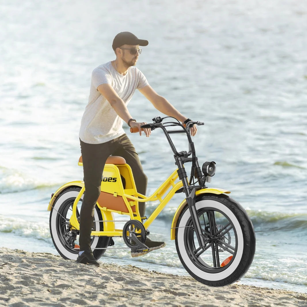  Electric Bike for Adults - 20" Fat Tire Retro Cruiser, 7-Speed E-Bike with Cruise Control & Accessories (Pump/Leather Seat)