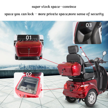 Secure 4-Wheel Mobility Scooter with Adjustable Seat & Charger, Red,