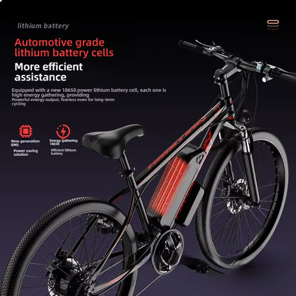 26 Inch Mountain Assisted Electric Bicycle, Lithium Battery, Off-Road Variable Speed Electric Bike, Youth Electric Bikes