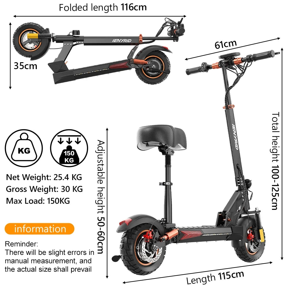 Electric Scooter for Adult Commuters with Seat 800W Foldable Adults Escooter 28 MPH & 20 Miles with 48V 10AH Li-Battery & 10" Off-Road Vacuum Tire,264 Lbs Capacity