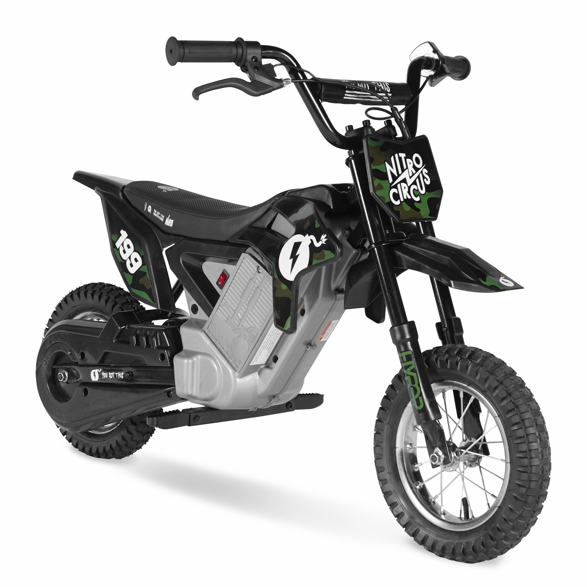 24V  Electric Motorcycle Dirt Bike, Powered Ride-On, by  Toy Company, Camo, Product Net Content Uom Is 1