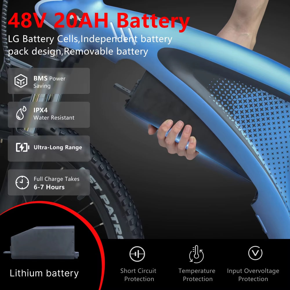 HUANCI Q5 Electric Bike Adult Electric Bicycle 48V 20AH Off-Road Electric Bikes E Bike Electric Bike Electric Bicycle