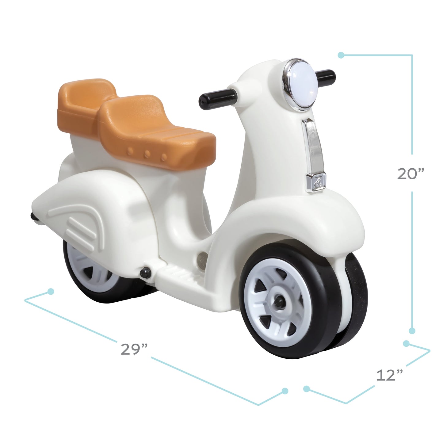 Ride along White Scooter Plastic Toddler Foot-To-Floor Riding Toy for Ages 18M-4Y