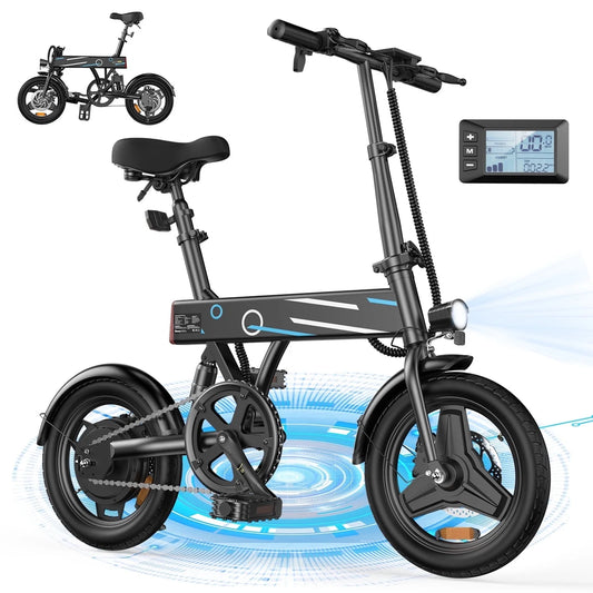 14" Foldable Electric Bicycle for Adults,500W 36V/7.8Ah Electric Bike,Lcd,20Mph Commuter E Bike for Teen, UL 2849