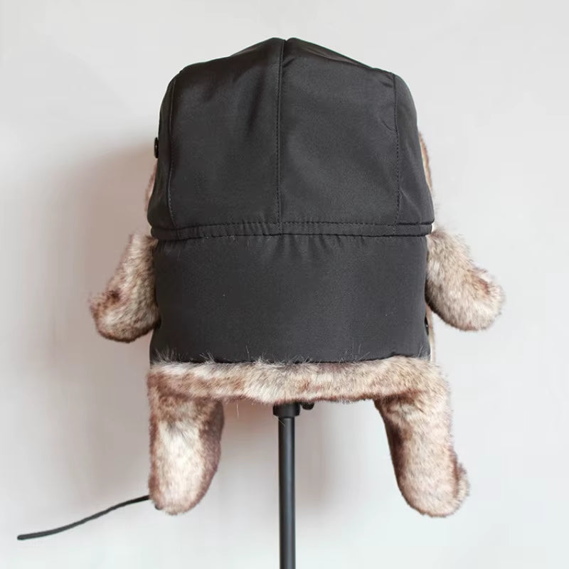 Winter Bomber Hat for Men Faux Fur Russian Hat Ushanka Women Thick Warm Cap with Ear Flaps