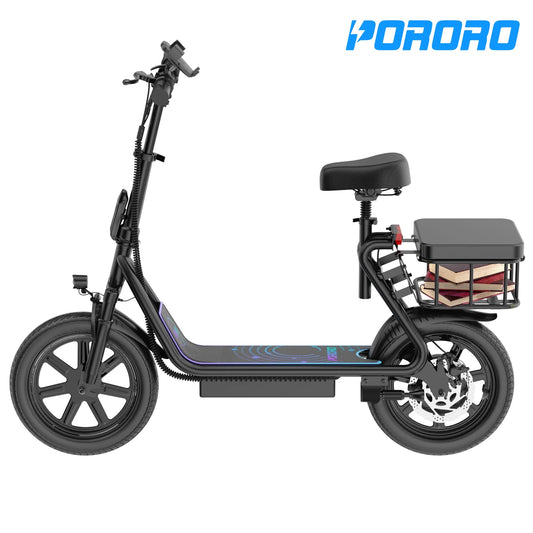 SLW50P Electric Scooter with Seat for Adults, Max 55 Miles Range with 14" Tires, 500W, 22MPH, Black