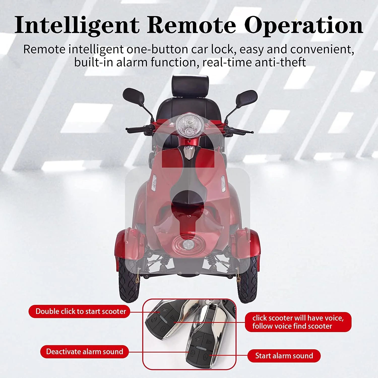 Secure 4-Wheel Mobility Scooter with Adjustable Seat & Charger, Red,