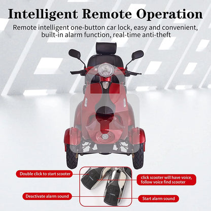 Secure 4-Wheel Mobility Scooter with Adjustable Seat & Charger, Red,