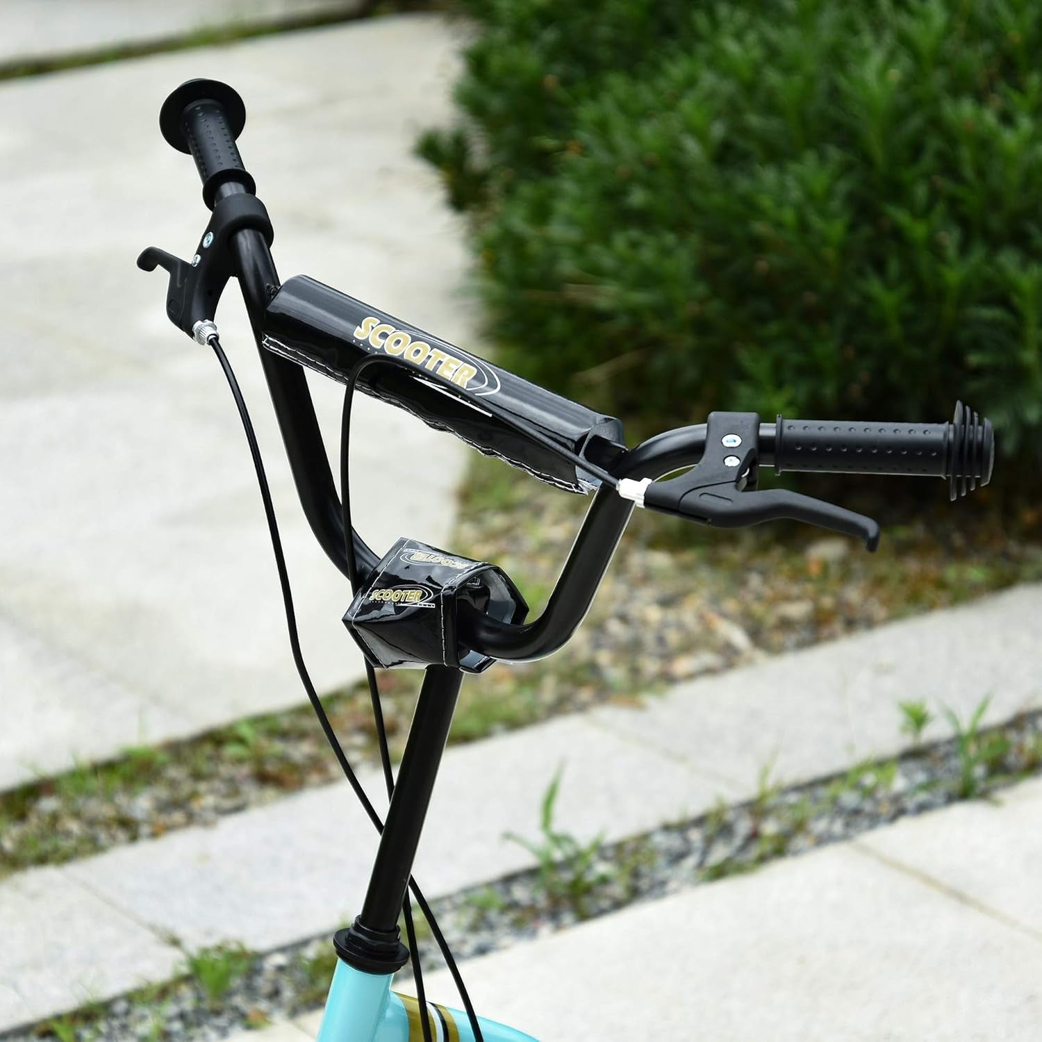 Aosom Youth Scooter Front and Rear Caliper Dual Brakes 12-Inch Inflatable Front Wheel Ride on Toy for Age 5+