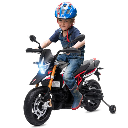 Aprilia Licensed 12V Ride on Motorcycle Electric Motorbike for Kids Child Toys W/Training Wheels, Music, LED Lights, MP3, USB