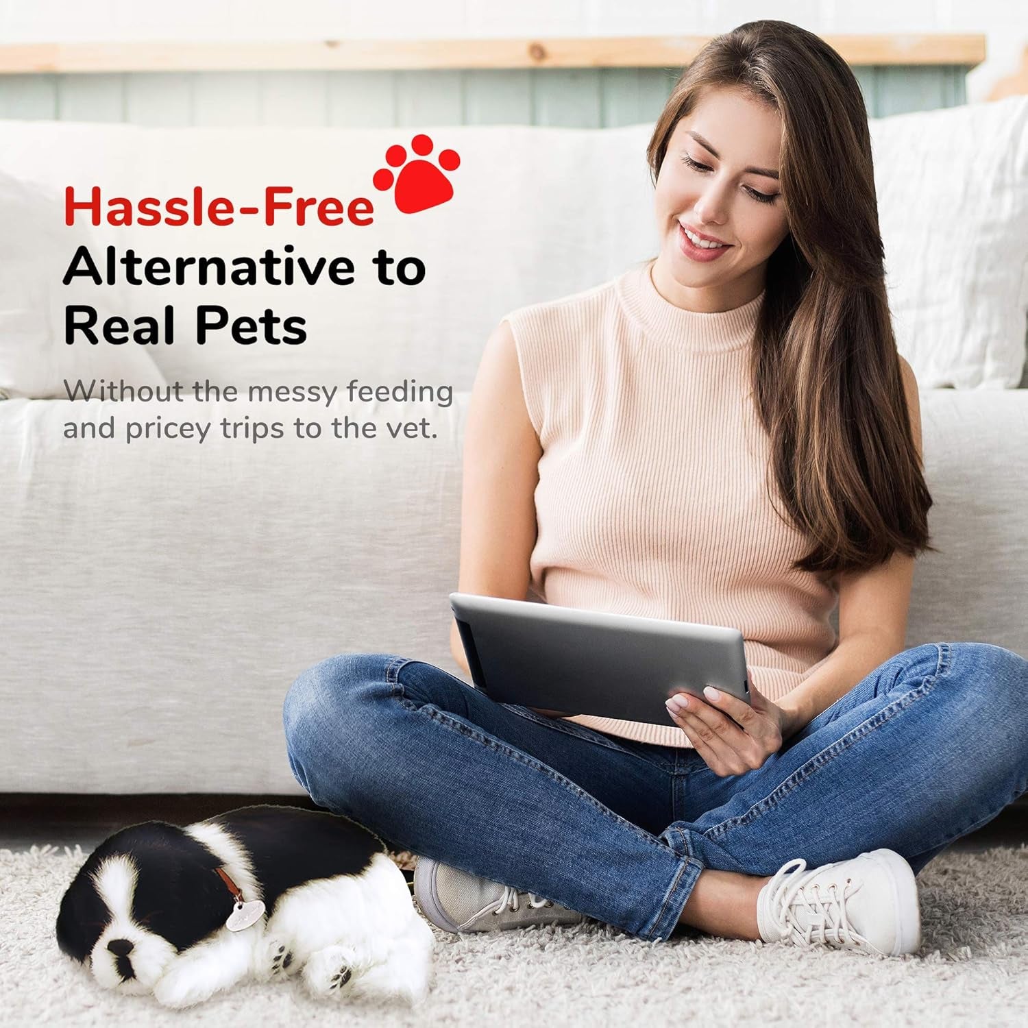 Border Collie, Toys for Kids and Elderly, Realistic Dog Stuffed Animals, Battery-Operated Stuffed Dog, Companion Interactive Pets with Synthetic Fur