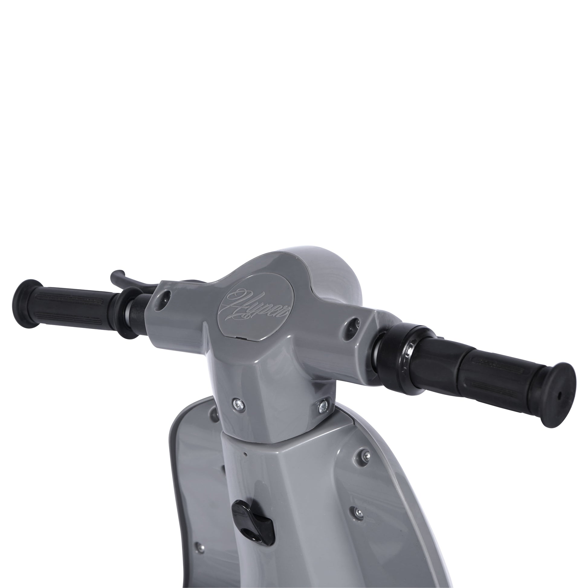24 Volt Hyper Toys Retro Scooter, Silver, Battery Powered Electric Scooter with Easy Twist Throttle