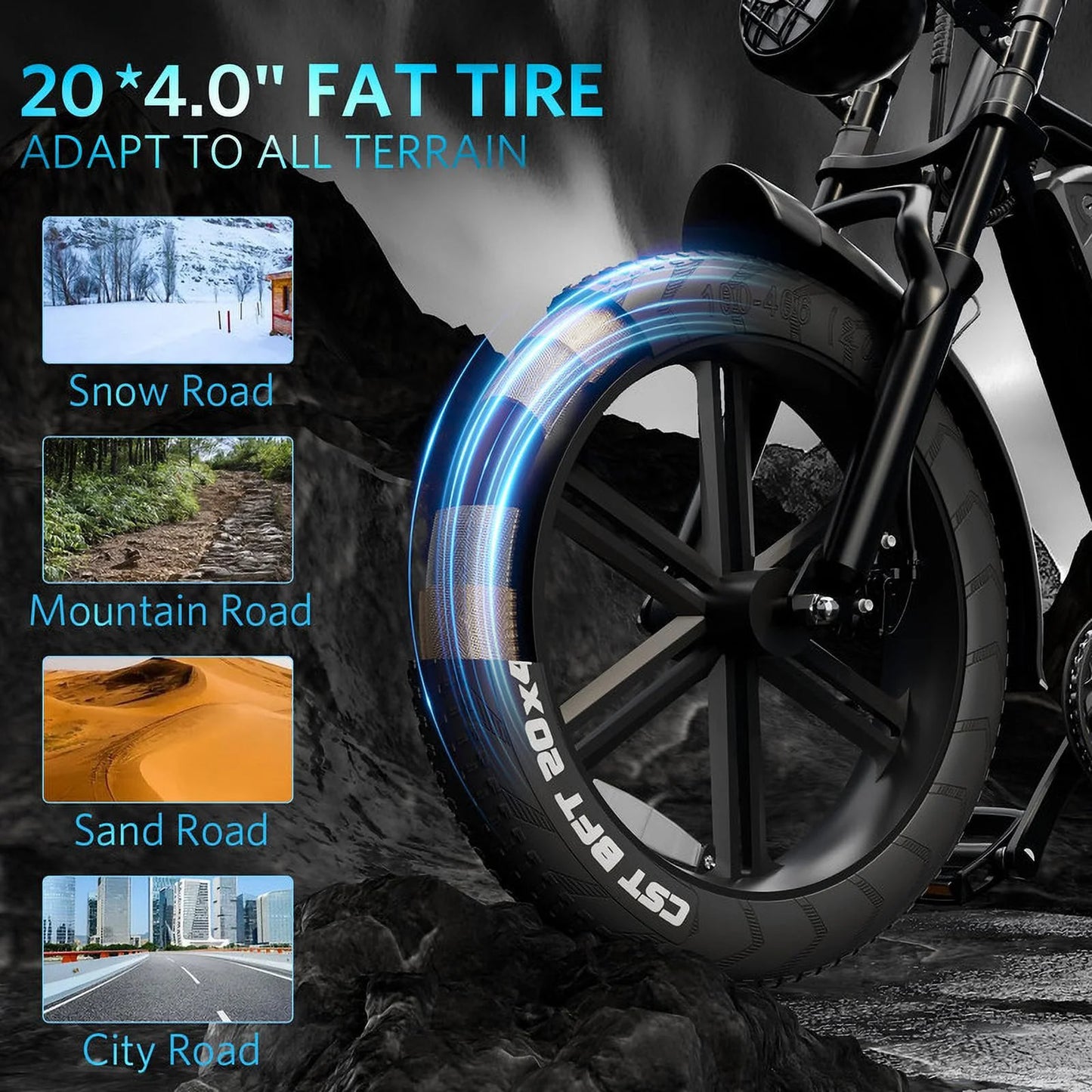 Hipatoo Electric Bike for Adults, 20" Electric Mountain Bike 750W 31MPH, 48V 15Ah Battery, UL2849