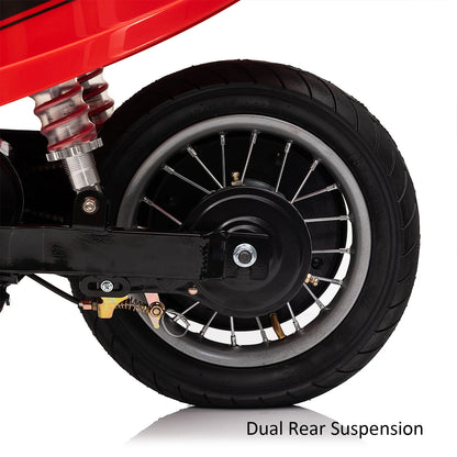 24V Ride on Motorcycle 250W Electric Motorcycle, Max Speed 10 Mph, Twist-Grip Throttle, 2 Speeds, MP3 Player, Bluetooth, Ride on Toy Car for Boys Girls Age 8+, Red