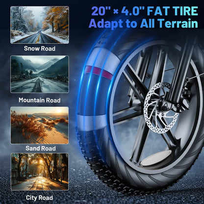 Electric Bike for Adults, 750W Ebike with 48V 20Ah Battery, 31MPH Electric Bicycles, 20'' Fat Tire Ebike, Hydraulic Brake Mountain Bike, 7 Speed Bicicleta Eléctrica Para Adultos, E-Bike UL2849