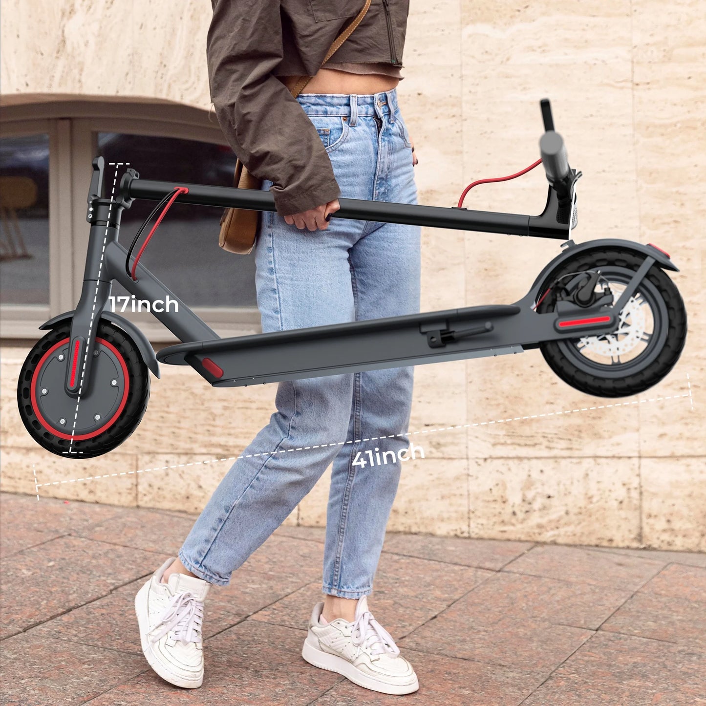 J078 Electric Scooter for Men and Women 8.5" Solid Tire 19Mph Power by 350W Motor Max 21 Mile Range Folding Commuting E Scooter