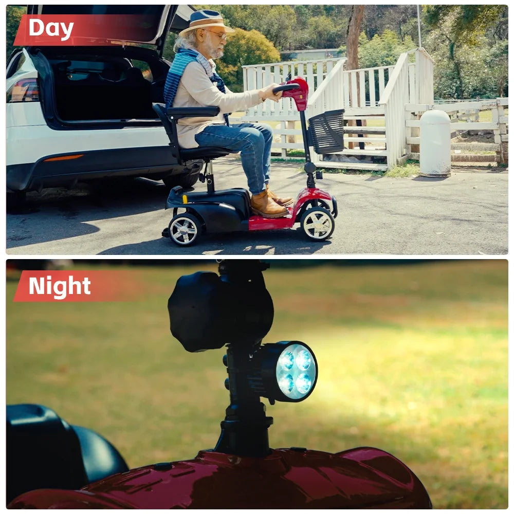 Mobility Scooter,Folding 4 Wheels Mobility Scooters for Seniors,Replacement Electric Wheelchair,42X37X19In,110Lbs,Red