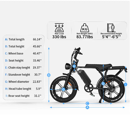 Hipatoo Electric Bike for Adults, 20" Electric Mountain Bike 750W 31MPH, 48V 15Ah Battery, UL2849