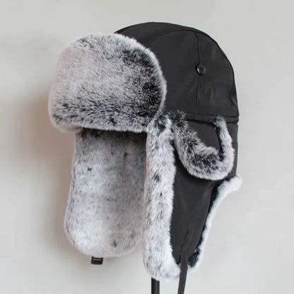 Winter Bomber Hat for Men Faux Fur Russian Hat Ushanka Women Thick Warm Cap with Ear Flaps