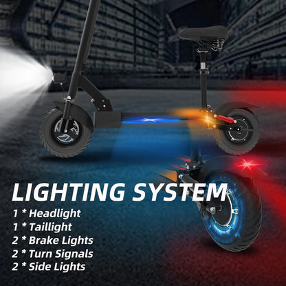 Electric Scooter with Seat for Adults,35 MPH MAX Speed ,1200W Foldable Escooter, 10 Inch Street Tire