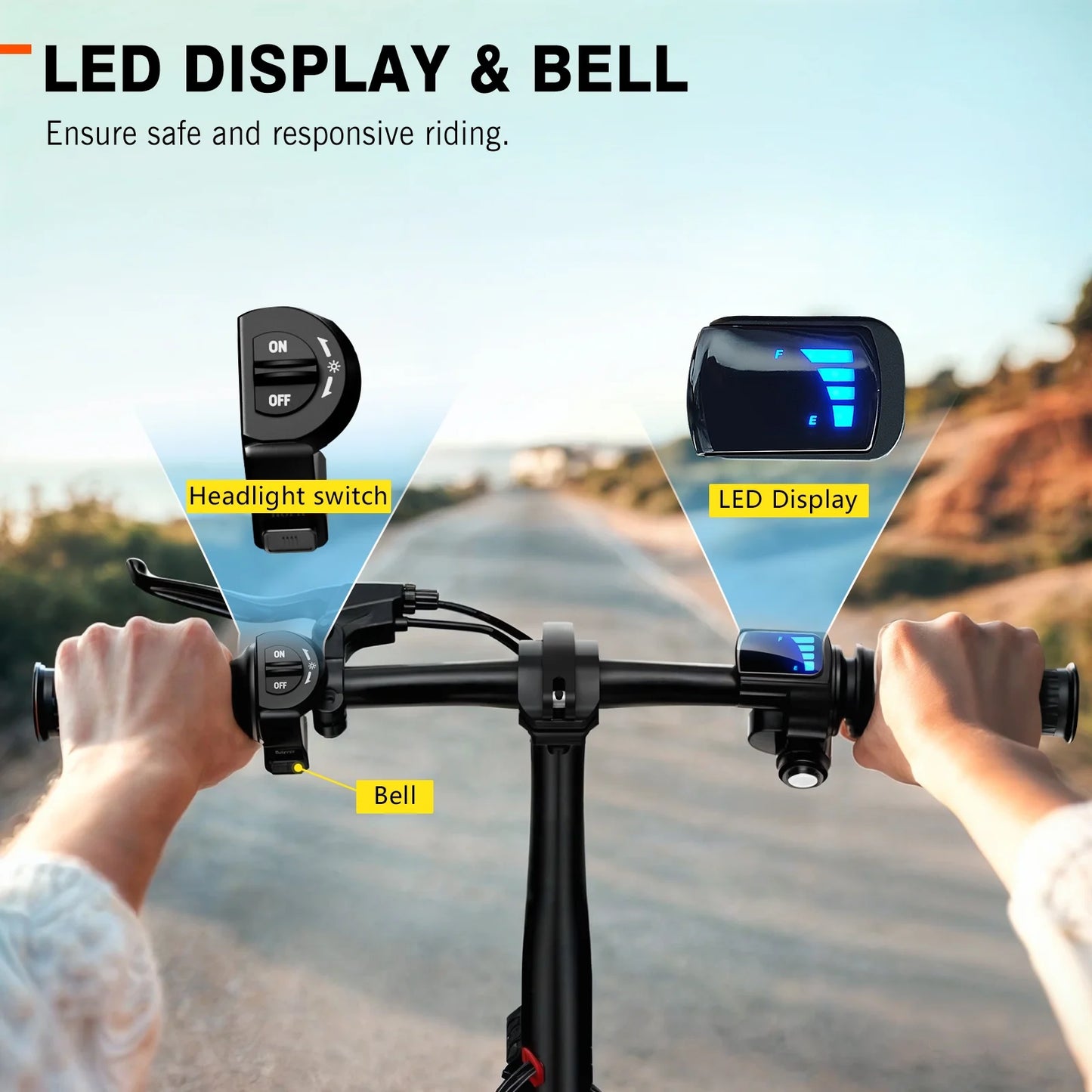 Electric Scooter with Seat, Pneumatic Tires, Peak 600W Motor, Top Speed 19Mph, 20 Miles Long Range, Folding E-Scooter for Commuting with Dual Braking System, Orange