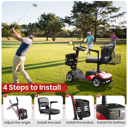 Upgrade 4 Wheel Mobility Scooter for Seniors, Foldable Powered Mobile Wheelchair for Adult 330Lbs, Red