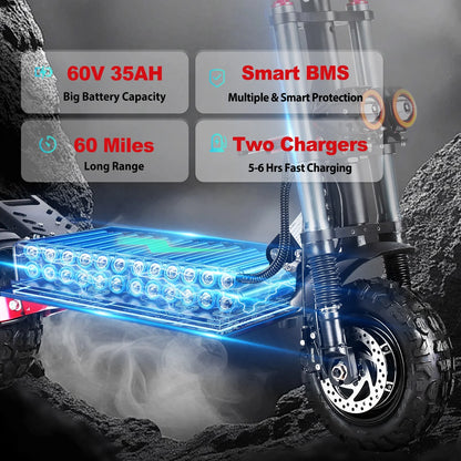 All Terrain Adults 54 Mph Electric Scooter with Seat, 50.00 in X 24.00 in X 55.00 In, 150 Lb