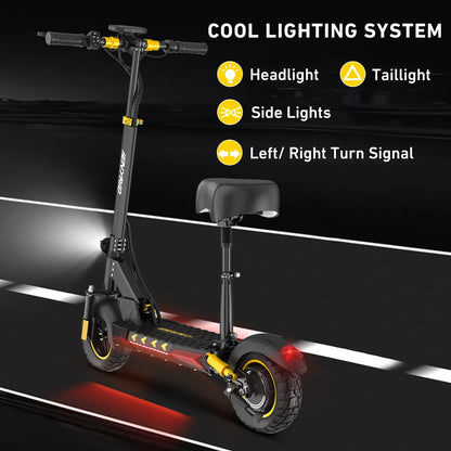 Electric Scooter for Adult with Seat, 800W Foldable City Commuting Escooter, 3 Speeds / 48V 12.5Ah / 28 Mph 30 Miles Range / 330 Lbs Capacity, E-Scooter for Kids 12+