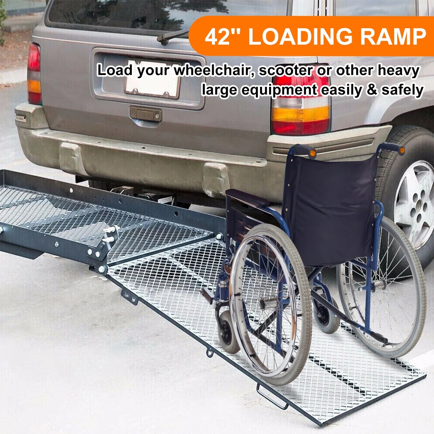 Wheelchair Carrier Scooter Carrier Cargo Carrier Hitch Rack W/ Ramp Folding Steel