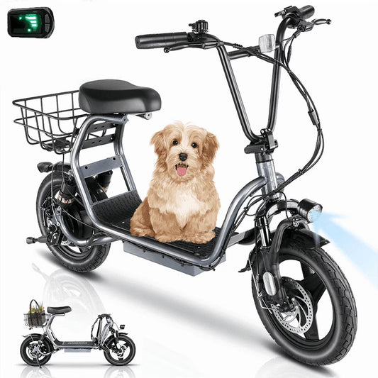 Electric Scooter for Adults with Seat,Peak 1200W Motor,Commuter Foldable Electric Scooter with Basket, Dual Shock Absorbers&14" Wheels,Up to 30 Miles 20Mph,Gray