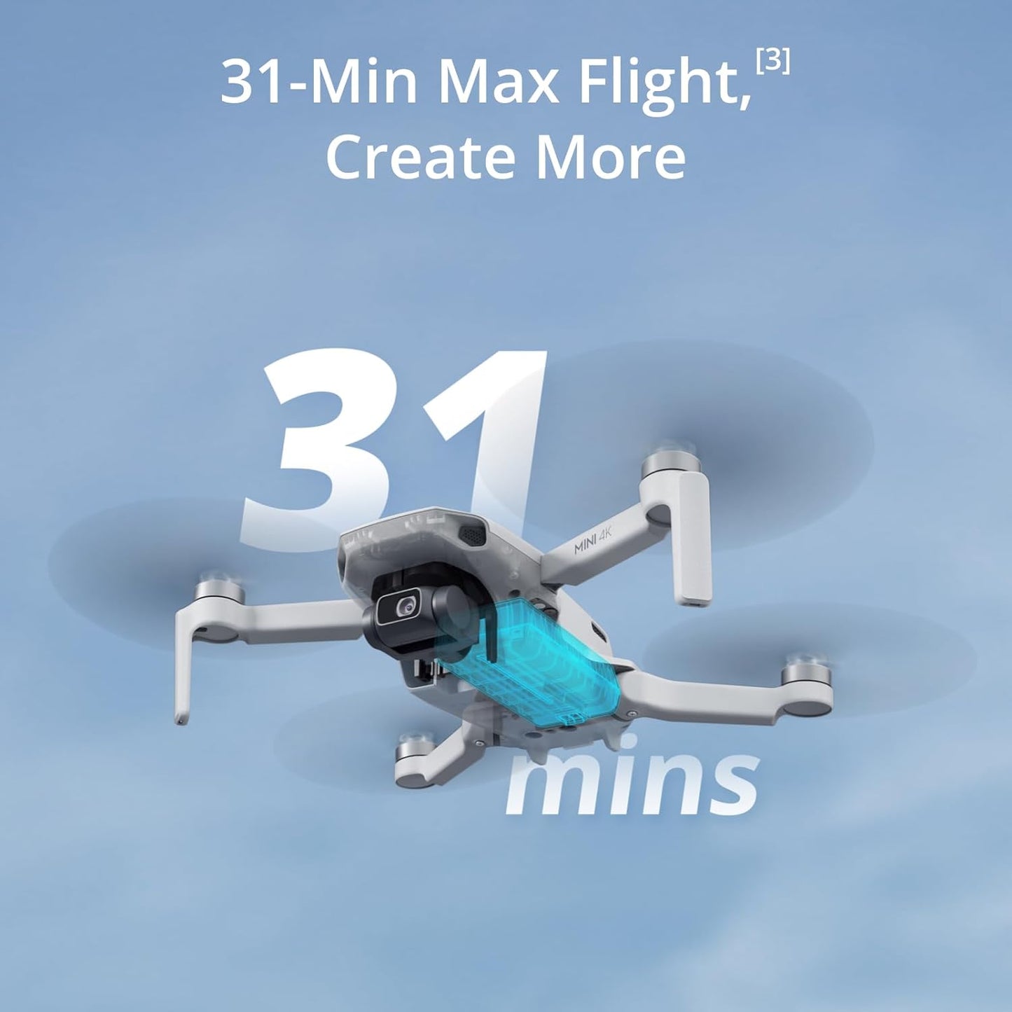 Mini 4K, Drone with 4K UHD Camera for Adults, under 249 G, 3-Axis Gimbal Stabilization, 10Km Video Transmission, Auto Return, Wind Resistance, 1 Battery for 31-Min Max Flight Time, Intelligent Flight