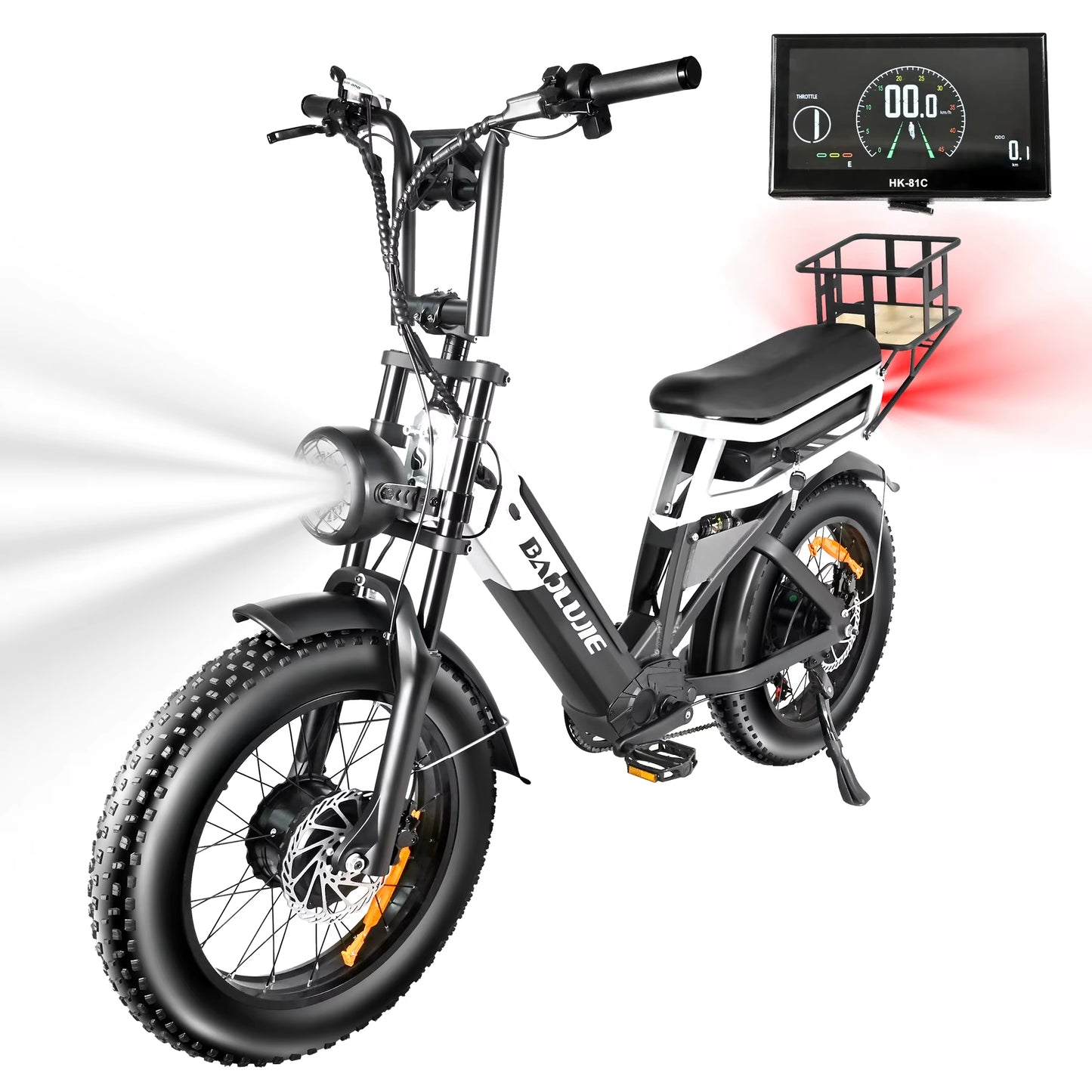 2000W Peak Cargo Electric Bike for Adults with Dual 15Ah Batteries(30Ah) Shima 7 Speed 80Miles-150Miles Long Range Electric Bike
