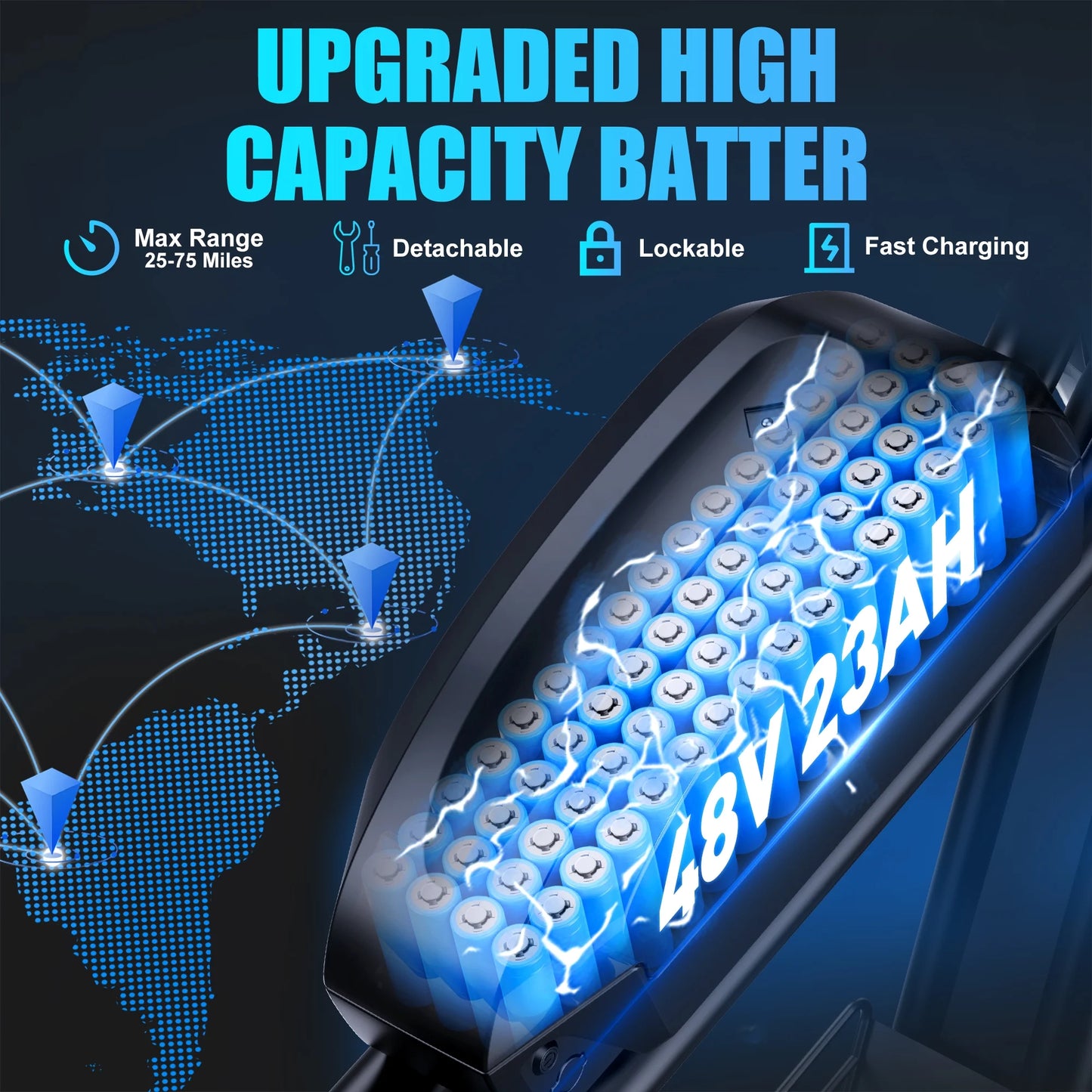 Electric Bike for Adults, 1500W/3000W 30-35MPH,48V23AH, Max 75Miles Electric Motorcycle 20" Fat Tire Dirt Bike, Shamano 7-Speed E-Bike Dual Shock Absorber,Ul2849