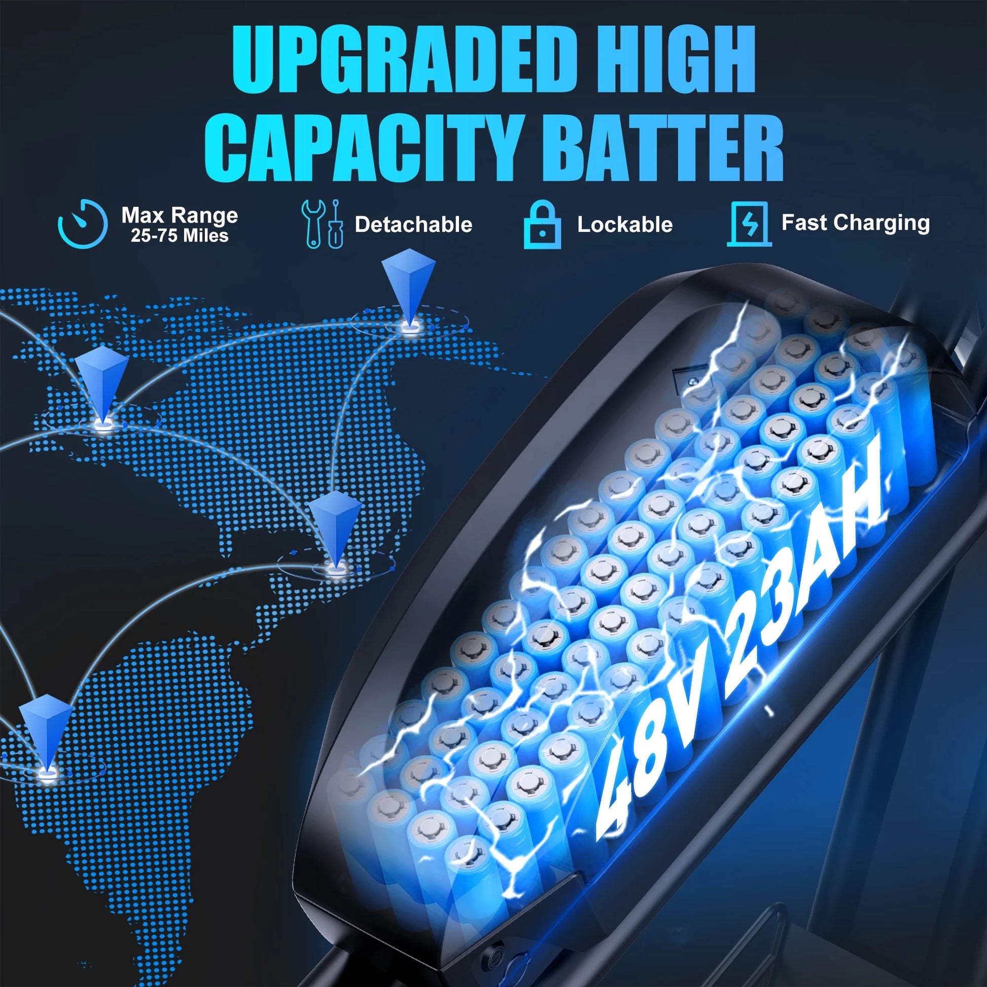 Electric Bike for Adults, 1500W/3000W 30-35MPH,48V23AH, Max 75Miles Electric Motorcycle 20" Fat Tire Dirt Bike, Shamano 7-Speed E-Bike Dual Shock Absorber,Ul2849