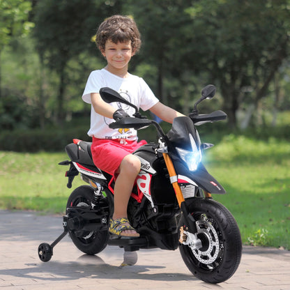 Aprilia Licensed 12V Ride on Motorcycle Electric Motorbike for Kids Child Toys W/Training Wheels, Music, LED Lights, MP3, USB