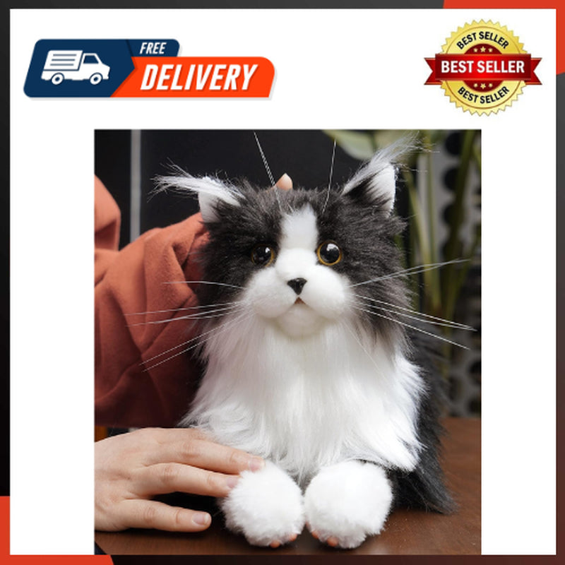 Stuffed Animals Handmade Realistic Cat Plush Toy Companion Pet for Elderly Adult