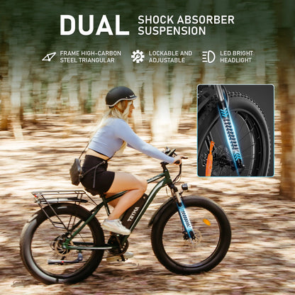 EB26 Electric Bike for Adults Set of 2, 26" Fat Tire E-Mountain Bicycle, 750W Dual Motor 48V 15Ah 7-Speed Ebike UL2849