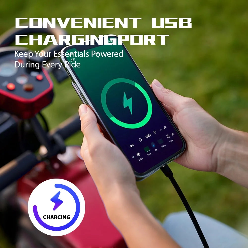 Mobility Scooter,Folding 4 Wheels Mobility Scooters for Seniors,Replacement Electric Wheelchair,42X37X19In,110Lbs,Red