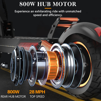 Electric Scooter for Adults with Seat, 800W 12.5Ah Adult Electric Commute Scooter, 3 Speeds Kids Electric Skateboard E-Scooter Bikes, up to 28Mph & 32Miles Range