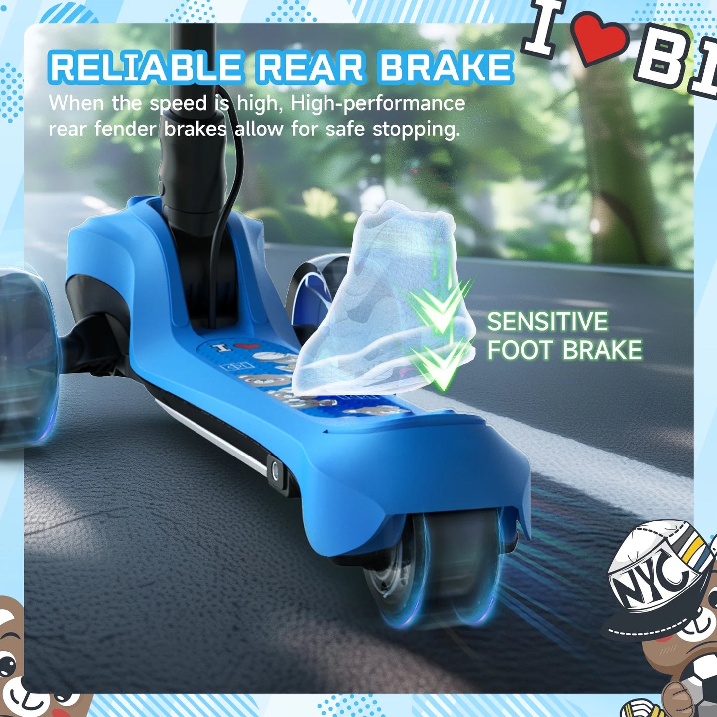 Electric Scooter for Kids 3+, 3-Wheels 70W Motor Escooter & Light-Up Wheels and Pedal, Foldable & Height Adjustable Toddler Motorized Scooters, E-Scooter for Girls Boys(Blue)