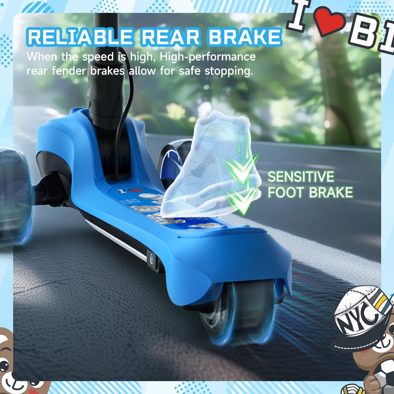 Electric Scooter for Kids 3+, 3-Wheels 70W Motor Escooter & Light-Up Wheels and Pedal, Foldable & Height Adjustable Toddler Motorized Scooters, E-Scooter for Girls Boys(Blue)