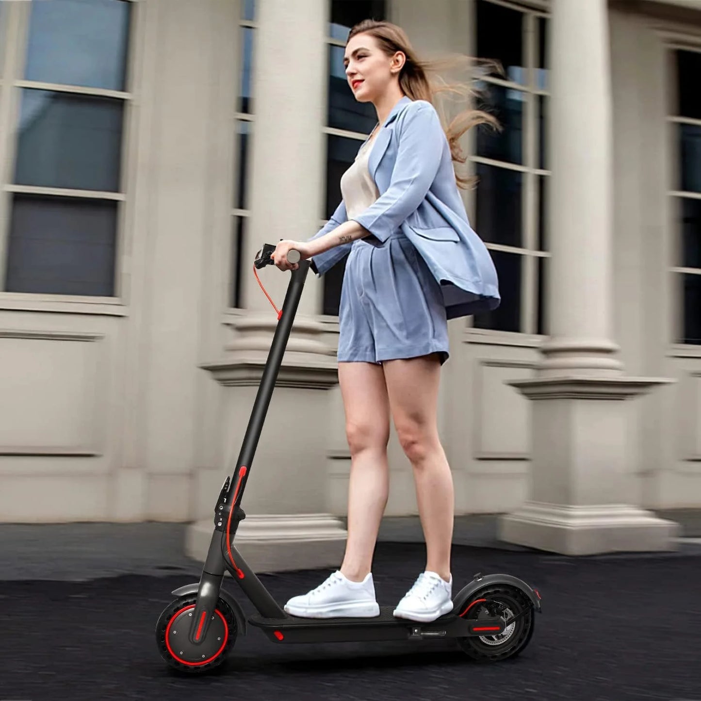 J078 Electric Scooter for Men and Women 8.5" Solid Tire 19Mph Power by 350W Motor Max 21 Mile Range Folding Commuting E Scooter