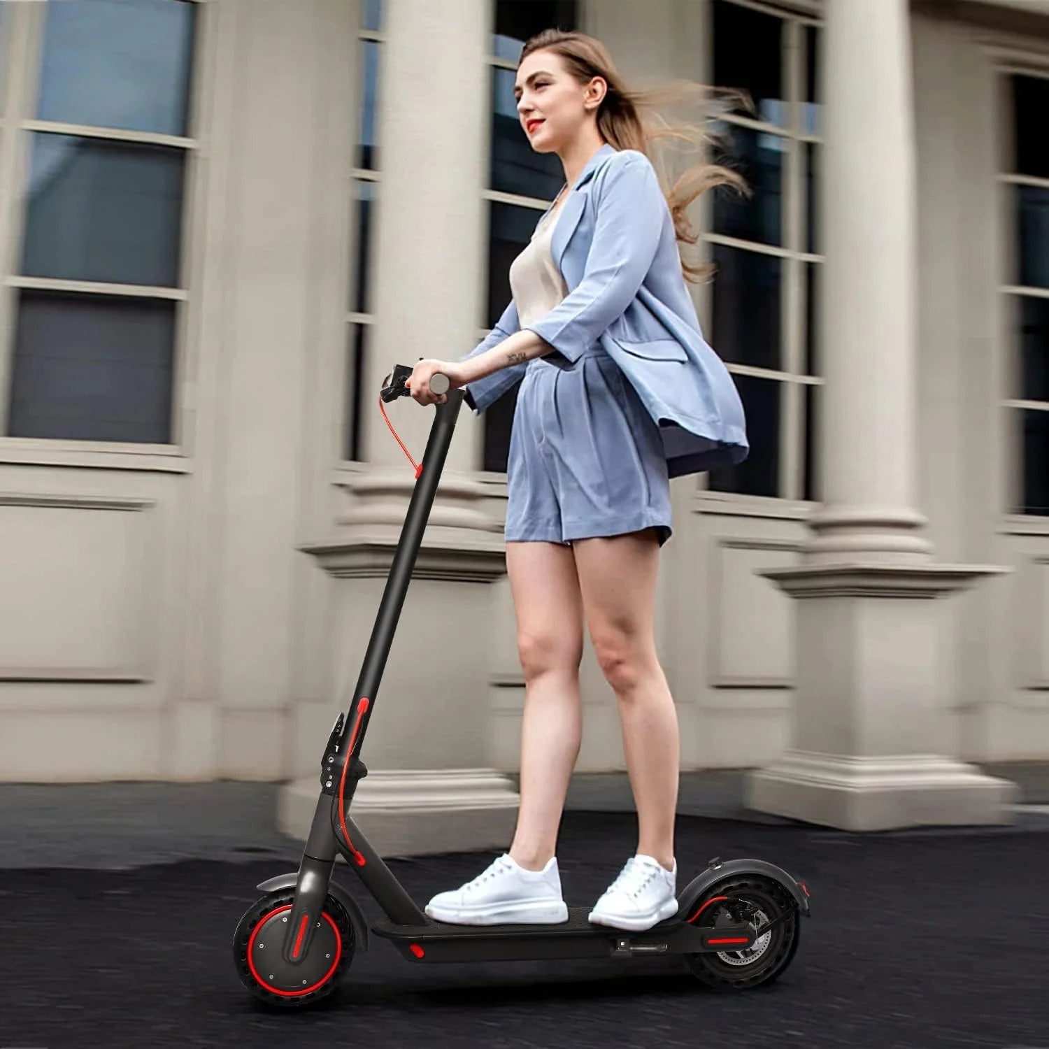 J078 Electric Scooter for Men and Women 8.5" Solid Tire 19Mph Power by 350W Motor Max 21 Mile Range Folding Commuting E Scooter