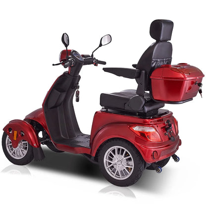 Secure 4-Wheel Mobility Scooter with Adjustable Seat & Charger, Red,